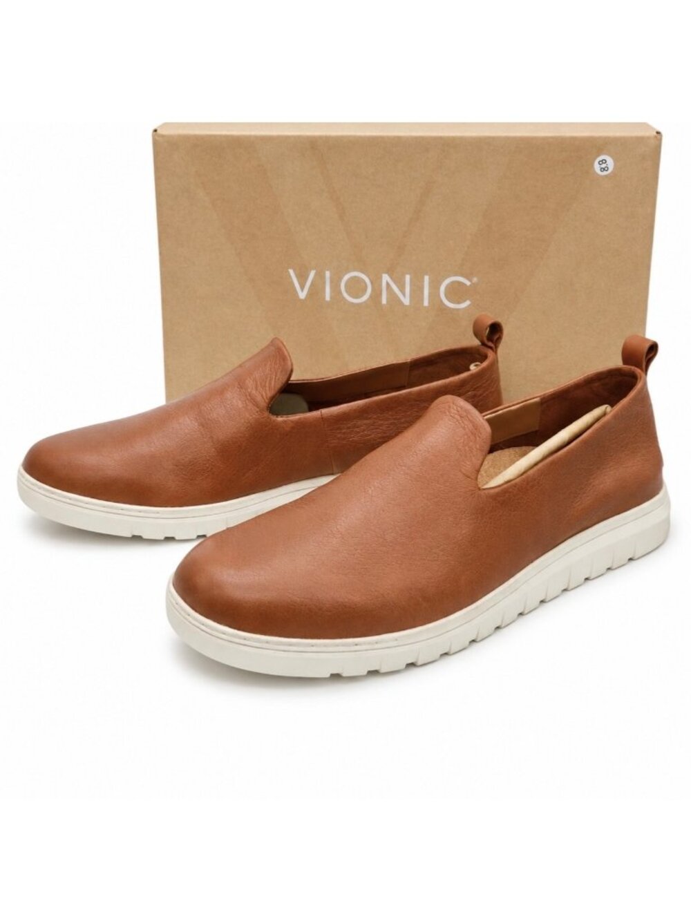 Vionic Uptown Willa Tan Leather Slip On Sneakers Women’s 9 M Arch Support